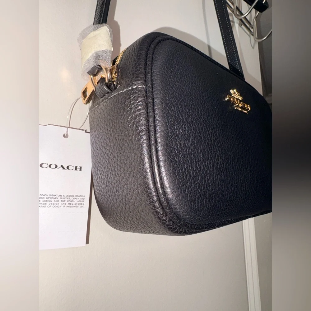 NWT Coach Mini Jamie Camera Bag in Black Pebble Leather - Picture 3 of 16